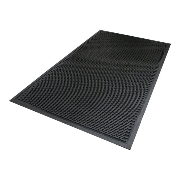 A rectangular black mat with a textured surface and a smooth border, shown on a white background.