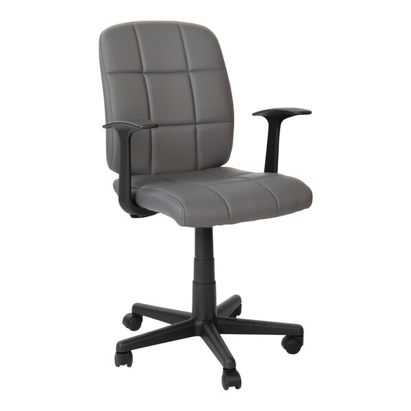 A gray Flash Furniture office chair with armrests.