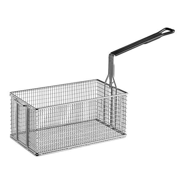 A Henny Penny half size stainless steel fryer basket with a handle.