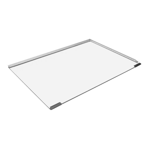 A white board with a silver frame.