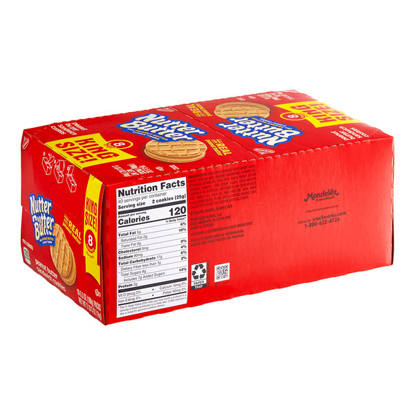 A red Nabisco Nutter Butter King Size cookie box on a white background.