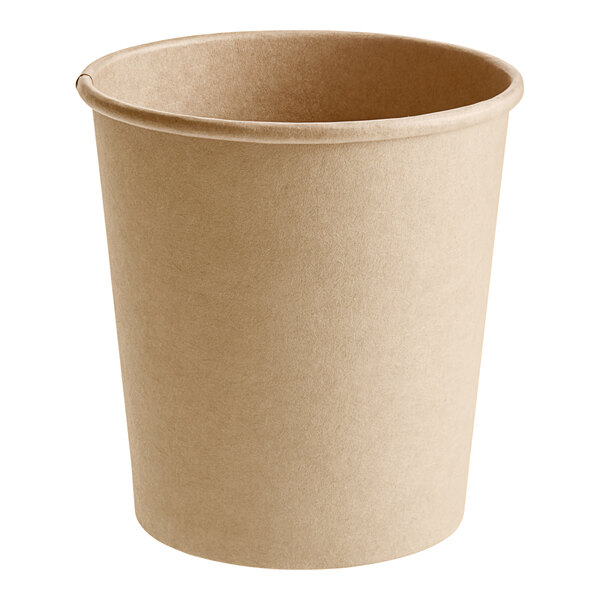 A brown paper cup on a white background.