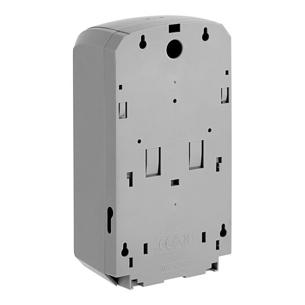 A gray rectangular Lavex VersaHub automatic soap/sanitizer dispenser with two holes on the side.