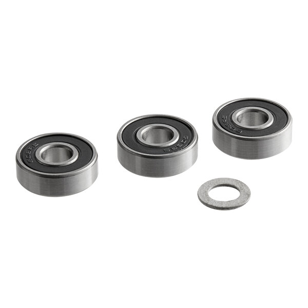 A General Pipe Cleaners PD-25 Feed Roller Set with three metal bearings, washers, and nuts.