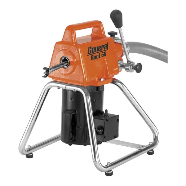 A General Pipe Cleaners Root 66 sectional drain cleaner machine with 7 orange and black cables.