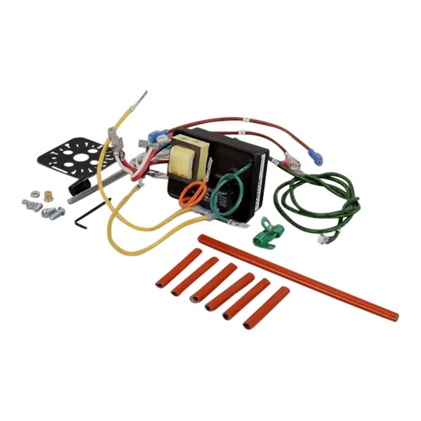 A close-up of the Cres Cor Solid State Thermostat Kit with black and white wires.