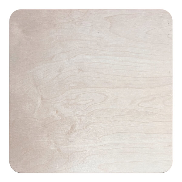 A white wooden square with a wood surface.