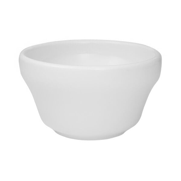 A RAK Youngstown ivory china bowl with a curved edge on a white background.