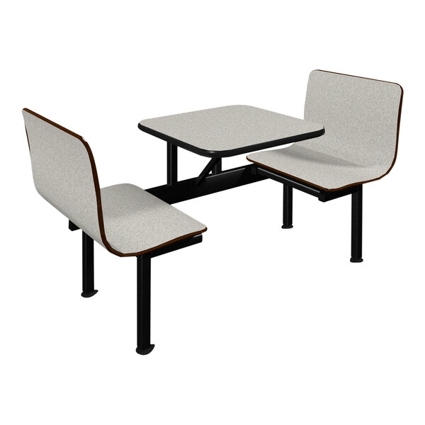 A white Plymold table with 2 white benches.