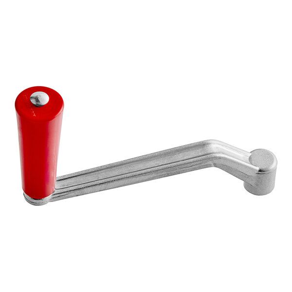 A red handle with a silver knob for a Tre Spade F20 Series meat grinder.