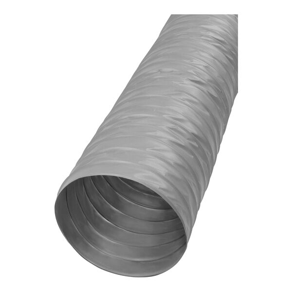 A close-up of a grey tube with a silver lining.