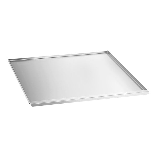 A stainless steel crumb tray for a Conveyor Oven.