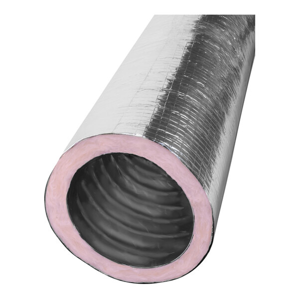 A roll of Thermaflex insulated flexible air duct with foil covering.