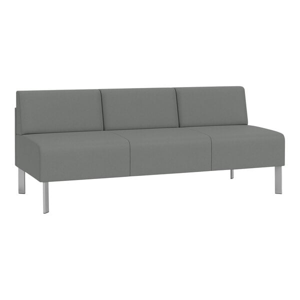 A grey Lesro Luxe Lounge sofa with steel legs.