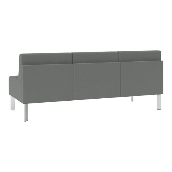 A grey Lesro Luxe Lounge Series 3-seat sofa with steel legs.