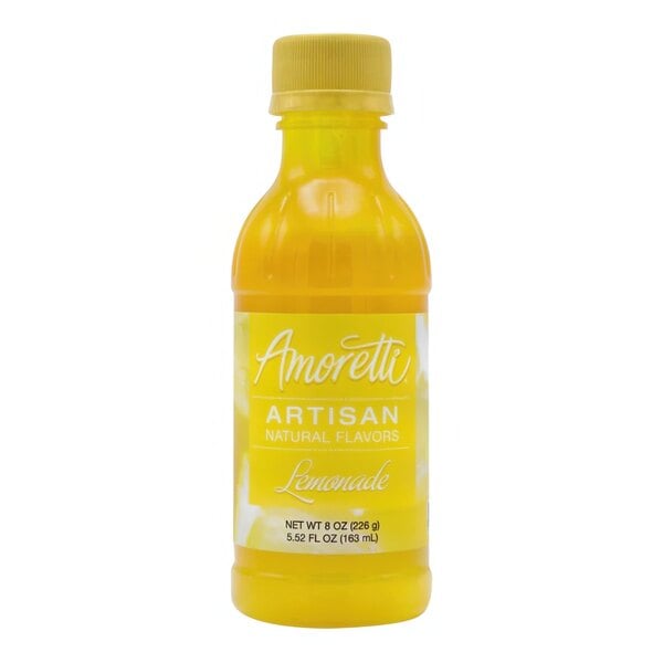 A bottle of Amoretti Lemonade Artisan Natural Flavor Paste with a yellow label and cap.