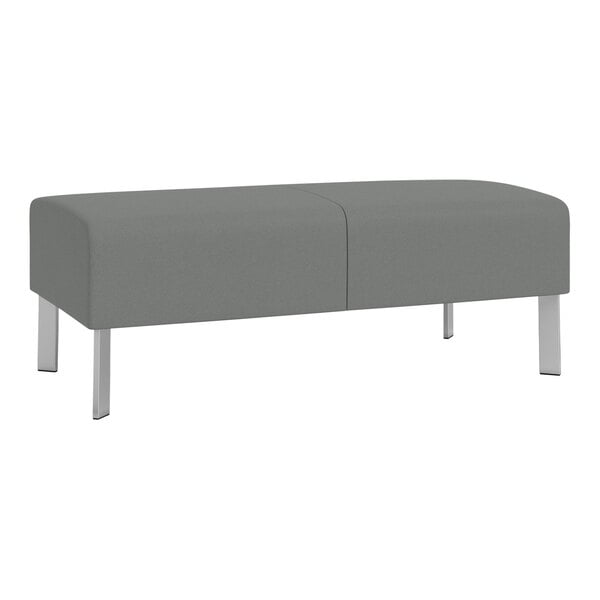 A grey Lesro Luxe Lounge bench with steel legs.