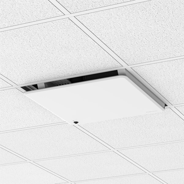 A white rectangular Fellowes Array ceiling-mount air purifier.
