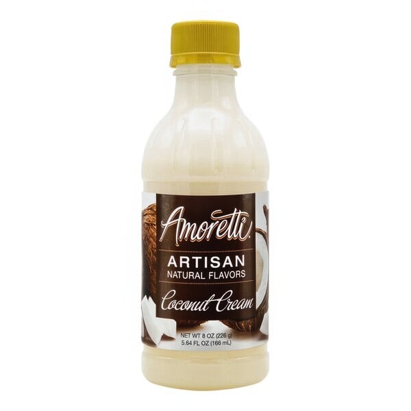 An 8 oz. bottle of Amoretti Artisan Coconut Cream Flavor Paste.