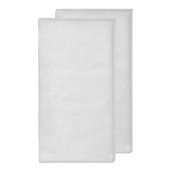 Two white rectangular cloth filters with a black border.