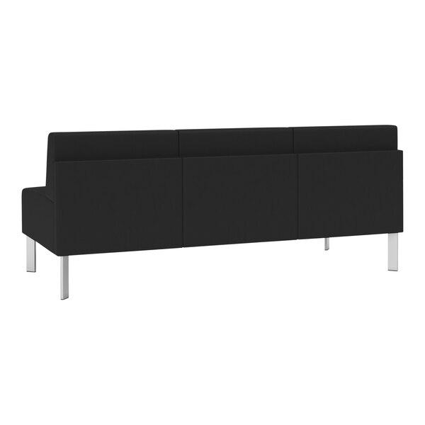 A black Lesro Luxe Lounge Patriot Plus sofa with steel legs.