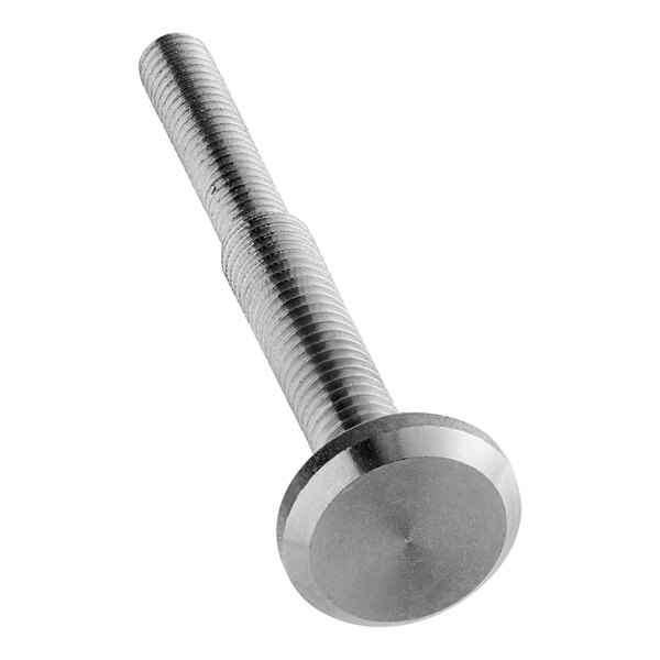 A close-up of a stainless steel handle pin for a meat slicer.