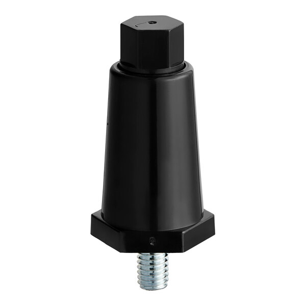 A black plastic Hatco adjustable leg with a screw.