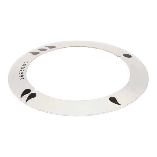 A white circular dial insert with black dots.