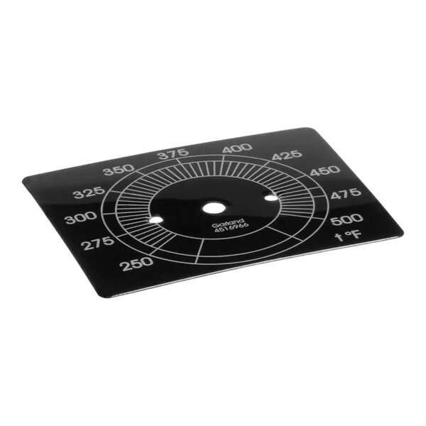 A black square plastic dial with white numbers for a Garland E22 series griddle.
