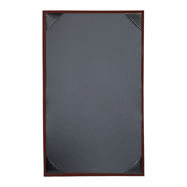 An oak rectangular menu cover with album style corners.