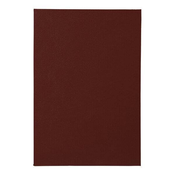 A red rectangular menu cover with album style corners and a white border.