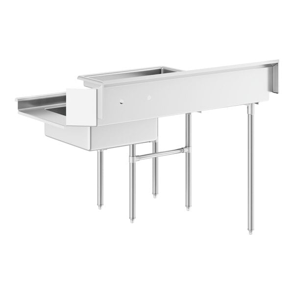 A stainless steel Regency soiled dishtable with a left sink.