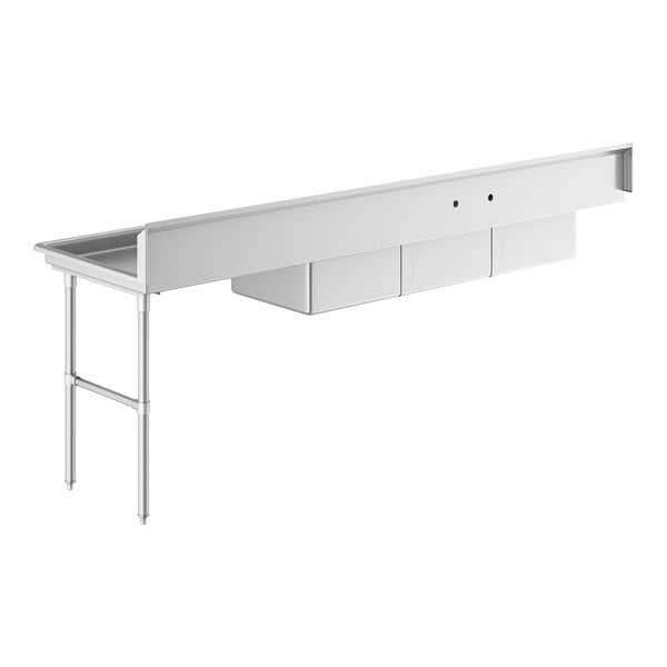 Regency 16-Gauge 9' Soiled / Dirty Dish Table with 3-Compartment Sink - 20" x 20" x 12" Bowls - Right Drainboard