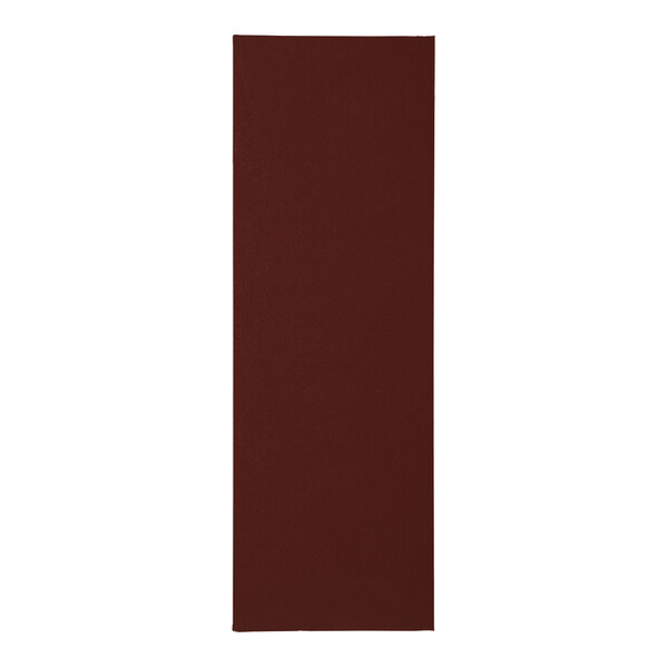 A rectangular oak menu cover with album style corners and black lines on a white background.