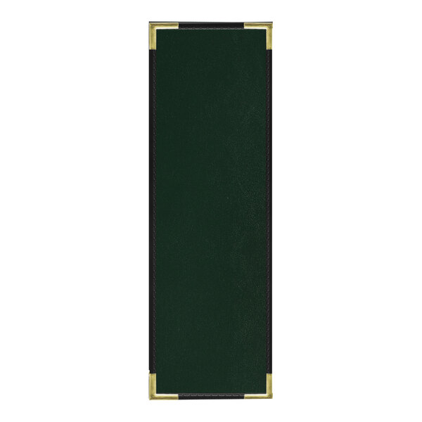 A green rectangular menu cover with a black border.