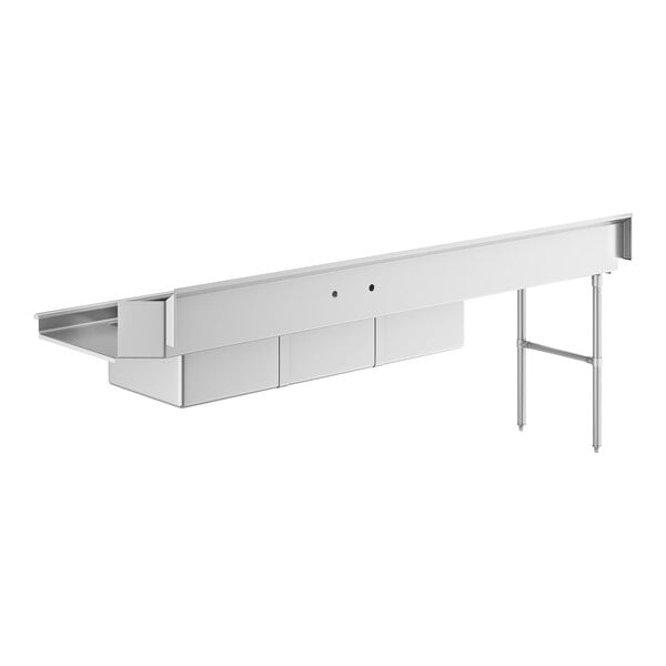 Regency 16-Gauge 9' Soiled / Dirty Dish Table with 3-Compartment Sink - 20" x 20" x 12" Bowls - Left Drainboard