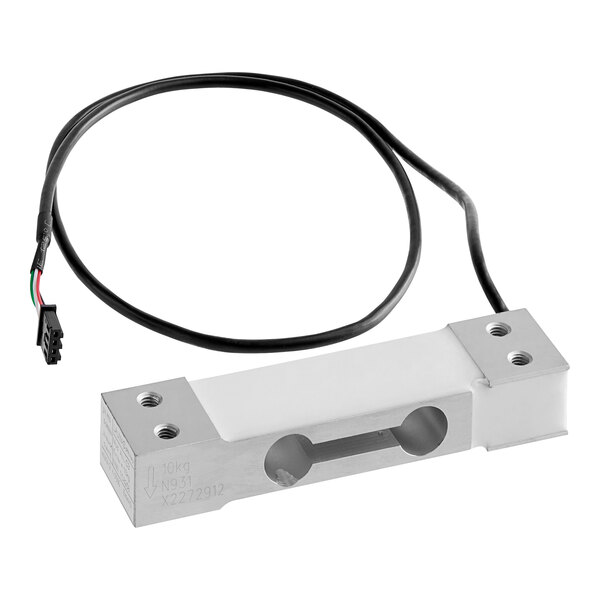 A white rectangular Estella load cell with a black cord.