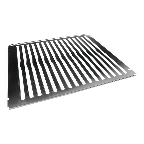 A black and white metal rack with a grid.