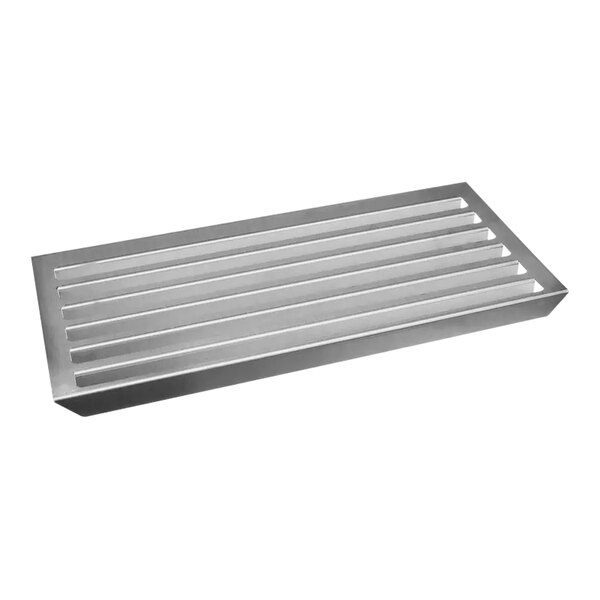 A stainless steel side rack with four metal bars.