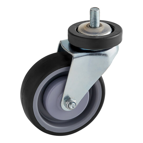 A Regency rubber swivel caster with a metal wheel and plate.