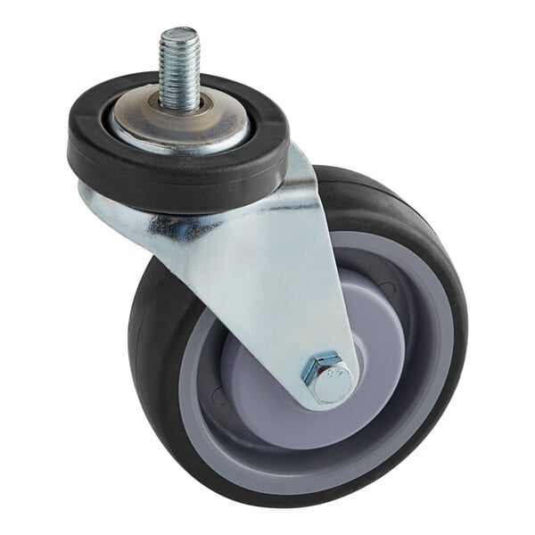 A Regency rubber swivel caster with a metal wheel and plate.