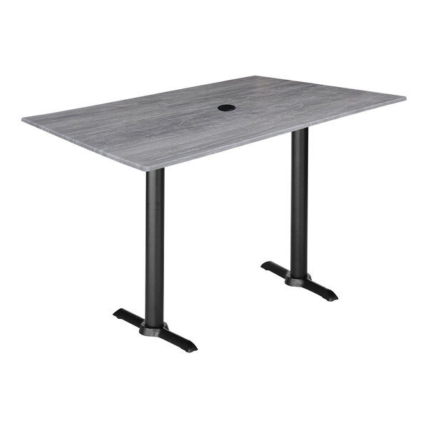 A Holland Bar Stool Greystone EuroSlim table with a black base.