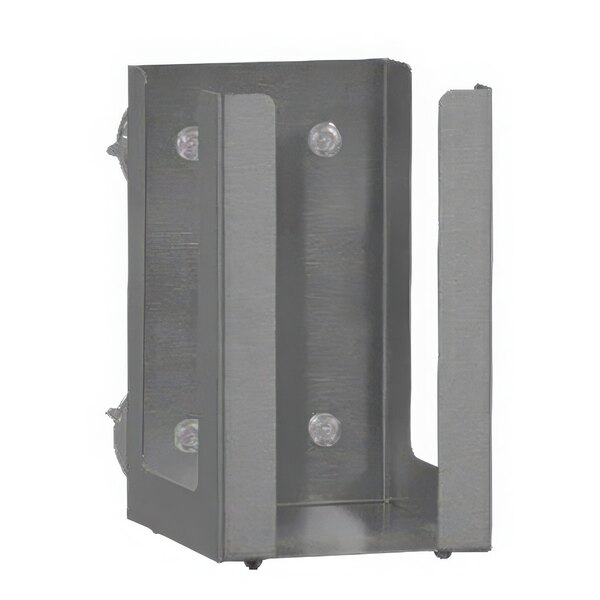 A Steril-Sil stainless steel lid organizer with two holes for mounting on a wall.