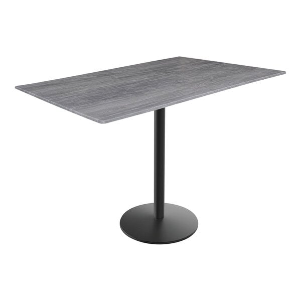 A Holland Bar Stool EuroSlim Greystone table with a black base.