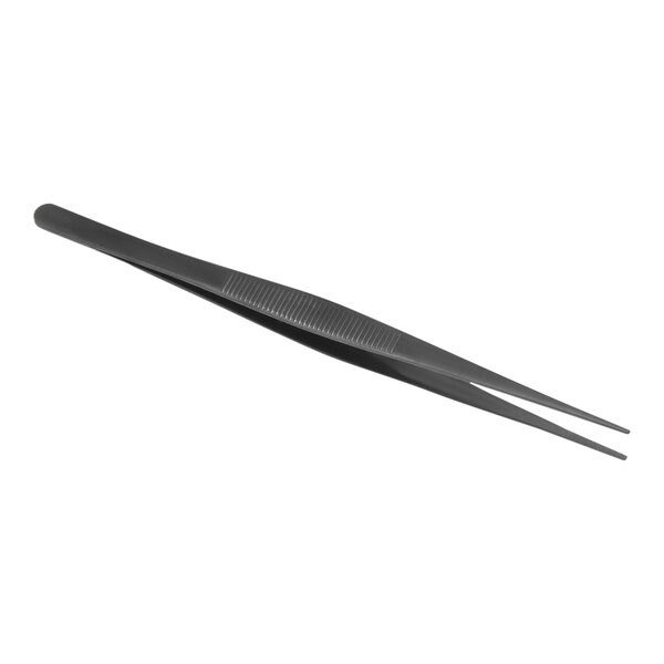 American Metalcraft black bar tweezers with a black handle.