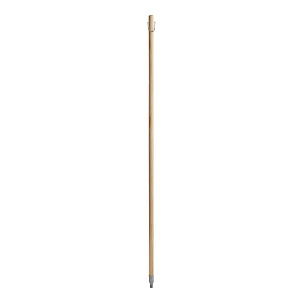 A long wooden pole with a metal hook.