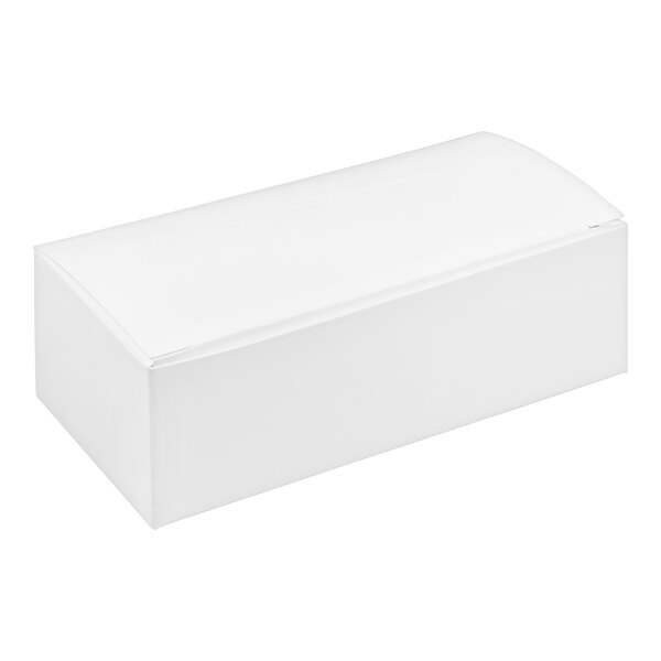 A white rectangular auto-popup candy box with a hinged lid.