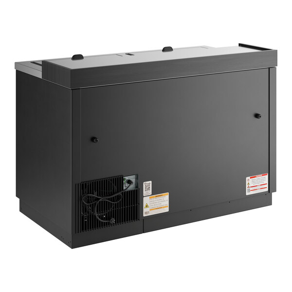 A large black rectangular True glass froster with a vent.