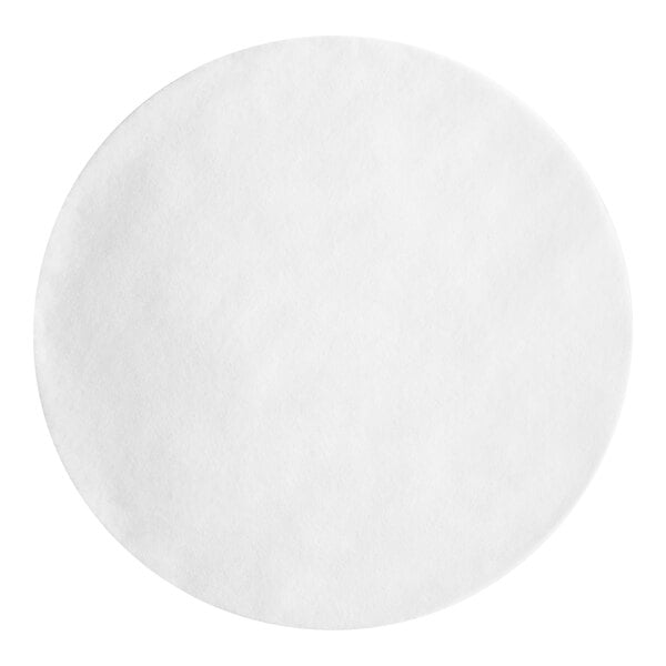 A close-up of a white Baker's Lane round silicone coated pan liner.