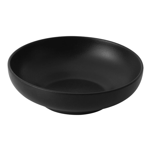 A black bowl with a white background.